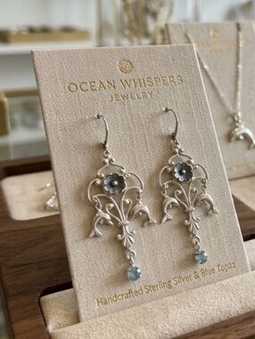 Ocean Whispers Silver Filigree Earrings with Blue Topaz